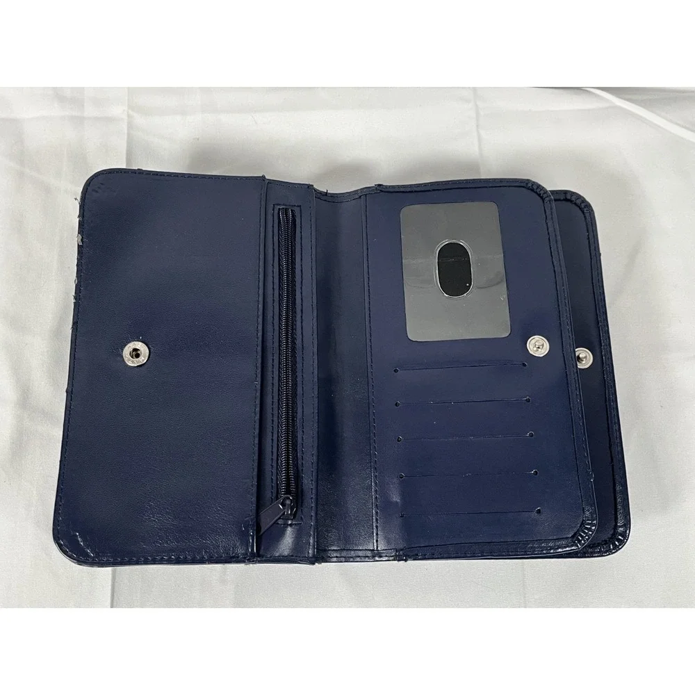 BUXTON Navy‎ Blue Crossbody Organizer Double Snap Removable Strap